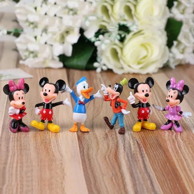 6 pçs/set Disney Mickey Mouse Figuras de Ação Minnie Pato Donald PVC Ornamentos de Bolo Coleção Decoração Crianças Brinquedos Presentes