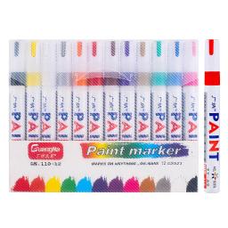 12 cores à prova dwhite água branca das canetas de marcador permanentes à base de óleo marcadores de pintura para o pneu do carro - Image 1