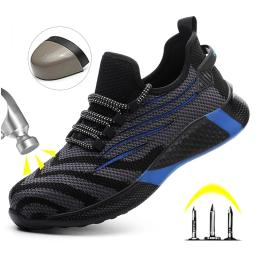 Homens sapatos de segurança de trabalho anti-punctura tênis de trabalho masculino indestrutível sapatos de trabalho botas leves sapatos de segurança - Image 2