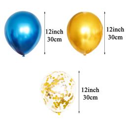 18 pçs misturado azul ouro metálico cromo confetes balões de látex menino homem festa de aniversário decoração do chuveiro do bebê - Image 3