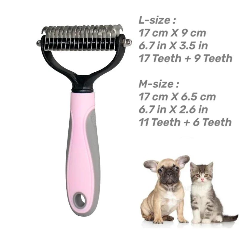 Profissional Pet Deshedding Escova, Dematting Pente Do Cão, Ancinho De Gato, Puppy Grooming Ferramentas, subpêlo, derramamento, voando Cabelo, 2 Lados - Image 1