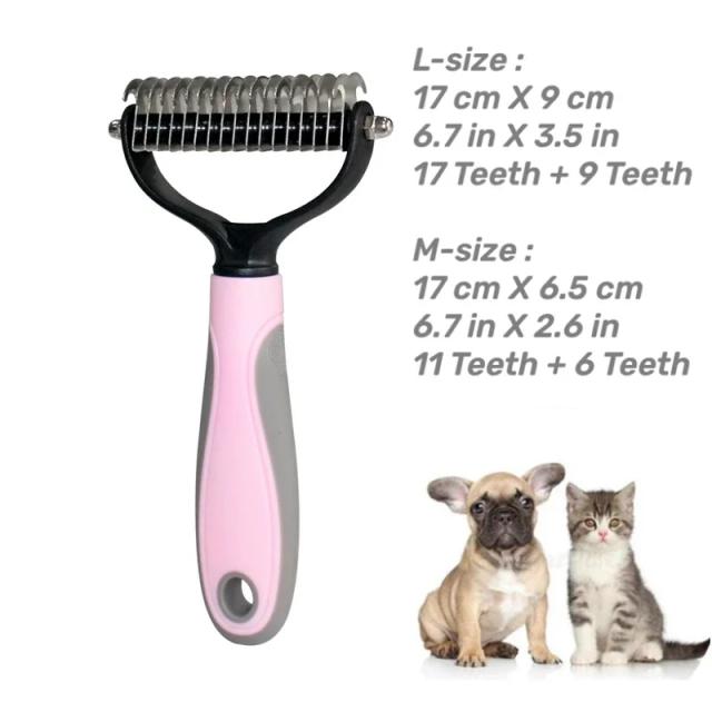 Escova Profissional para Remoção de Pelos de Cães e Gatos, Ferramenta de Desmatamento e Deshedding com Dupla Face para Cuidados de Filhotes e Controle de Derramamento