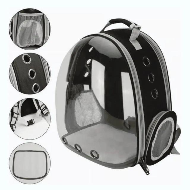 Mochila Pet Visão Panorâmica Preta para Cães e Gatos