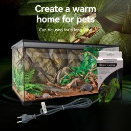 Cabo de Aquecimento de Borracha de Silicone Répteis e Anfíbios, Fundo do Biotério, Aquecimento do Quarto dos Animais, UE, EUA, Reino Unido, Ficha AU, 110V-220V, 15W, 25W, 40W, 80W - Image 3
