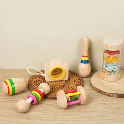 Brinquedos De Instrumentos Musicais De Madeira, Chocalho Pequeno, Martelo De Areia, Bola De Areia, Shake Bell, Caleidoscópio, Brinquedos De Prática De Aperto, 6Pcs por Conjunto - Image 4