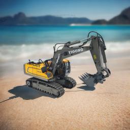 1/20 escavadeira de controle remoto brinquedo 11 canais rc veículo de construção com rotação de pá de metal para crianças brinquedos presente de natal - Image 6