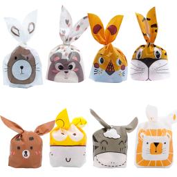 10/20 pces plástico caixa de doces animais sacos de orelha de coelho para crianças festa de aniversário biscoitos presentes de cozimento suprimentos de empacotamento - Image 1