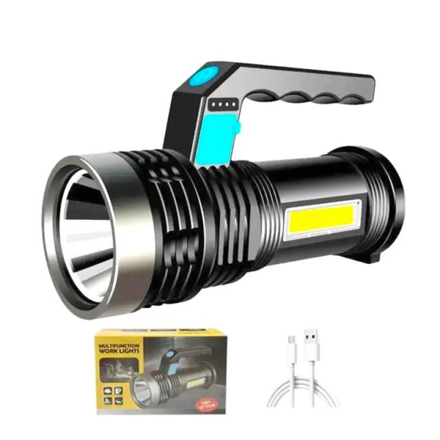 Lanterna Led Portátil de Alta Potência USB Recarregável para Acampamento - Super Brilhante com Bateria 18650