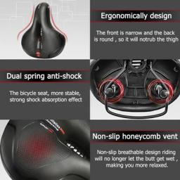 Almofada do assento de bicicleta confortável Bola absorvente de choque duplo Espuma de memória impermeável Almofada do assento de bicicleta larga - Image 5