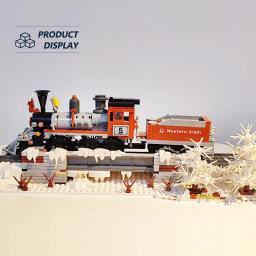 Técnico Train Model Building Blocks Locomotiva a vapor de plástico Idéias de montagem jogáveis Brinquedos ferroviários Presentes para crianças - Image 4