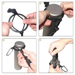 Alça paracord para garrafa água durável com mosquetão para atividades ar livre - Image 2