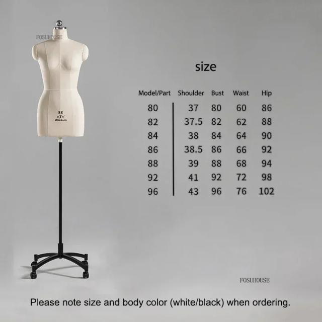 Alfaiate Manequim Dobrável Feminino para Design de Roupas e Vestidos com Base de Metal Expositor