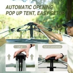 Barraca de acampamento dobrável automática, impermeável, Anti sombra UV, portátil, ao ar livre, pop up, praia, piquenique, caminhada, Hexa Canopy, 8 pessoas - Image 2