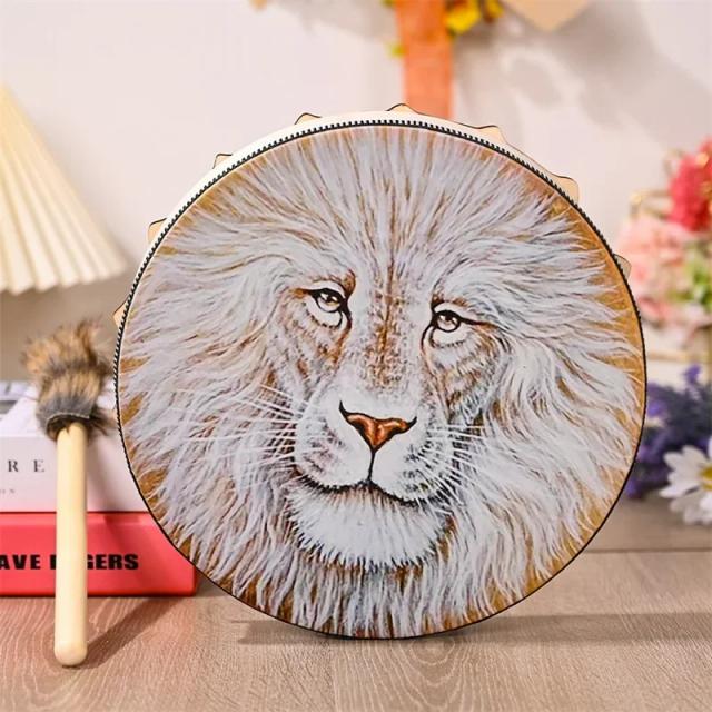 Tambor Shaman Vintage Vegano com Baqueta - Decoração Artesanal e Instrumento de Percussão para Música e Festas Terapêuticas
