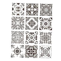 Modelo reutilizável Mandala Stencil, Ferramenta Artesanal Artesanato, Moda Pintura, 12pcs - Image 4