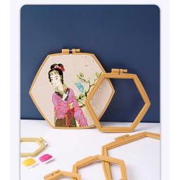 Hexagonal DIY Bordado Hoop Tool, Agulha Tradicional Chinesa, Ferramentas De Costura Doméstica, Artesanato, Ponto Cruz - Image 3