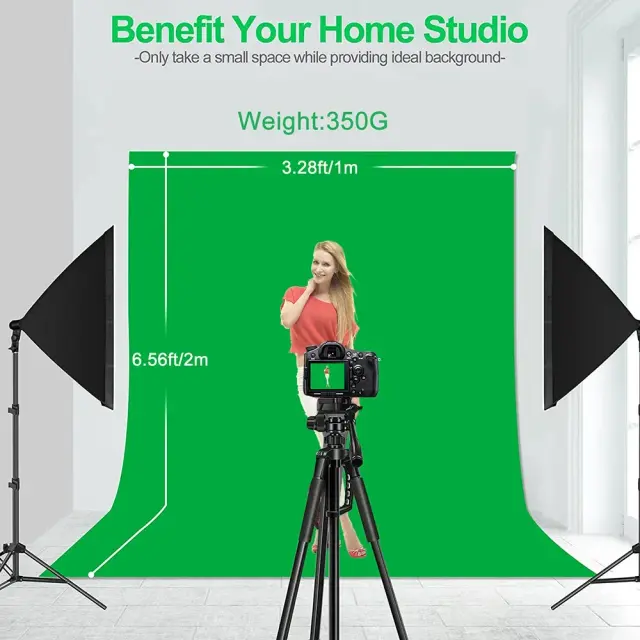 Fundo Fotográfico Verde Chromakey de Musselina e Algodão 1x2m para Estúdio de Foto e Vídeo