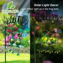 Estaca decorativa com sinal de boas-vindas, luz solar, decoração do jardim do balanço, paisagem do pátio, decoração ao ar livre - Image 1