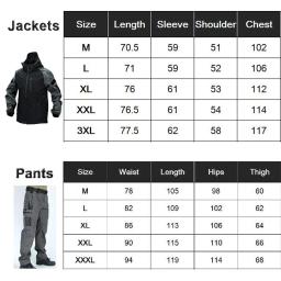 Jaqueta impermeável tática e calças para homens, terno de treinamento de combate, Soft Shell, SWAT Army Work Wear, ao ar livre, 2 Pcs Set - Image 6