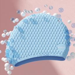 Boné de silicone para adultos, boné de natação impermeável para mulheres e homens, elástico alto, chapéu de banho, acessórios de piscina - Image 2
