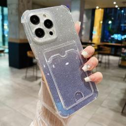 Porta-cartão de luxo para mulheres, estojo de carteira, à prova de choque, brilhante, Bling, brilho, capa para iPhone 15 Pro Max, 11, 12, 13, 14 Plus, XS, X, XR - Image 2