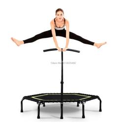 Trampolim de fitness dobrável com alça para adultos e crianças, cama de salto silenciosa, exercício aeróbico, interno e externo, carga 300kg, 45 in, 48 in - Image 1