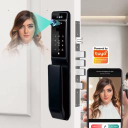 TUYA-Smart Door Lock com 3D Face, Monitor de Câmera de Segurança, Senha de Impressão Digital Inteligente, Chave Eletrônica Biométrica Desbloqueio - Image 3