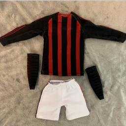 Futebol t-shirt dos homens e Shorts Suit, Escala 1:6, Masculino Soldado Football Jersey, Milan 08, 09, Home Sports, Fits 12 'Action Figure, Modelo Corporal - Image 4