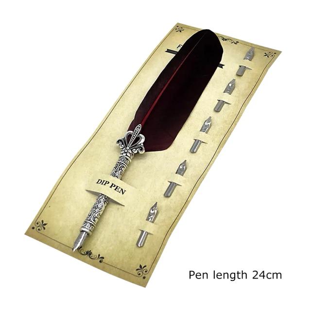 Conjunto de Caligrafia Retrô com Caneta Tinteiro, Tinta e Papelaria - Presente Perfeito para Professores