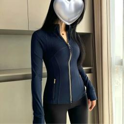Primavera verão ouro zíper jaqueta de fitness novo yoga wear leve correndo casacos esportivos elegante modelo fino - Image 1
