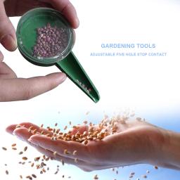 Espalhadores de sementes com mostrador manual, semeador de jardim com furo ajustável, multifuncional, portátil, verde enegrecido para jardinagem, semeadura - Image 4