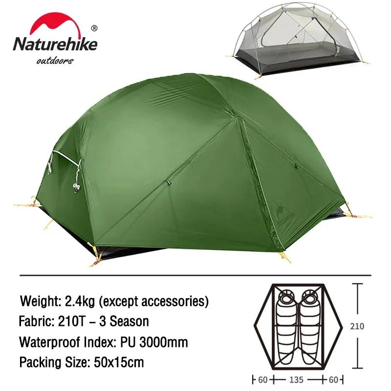 Naturehike barraca de acampamento 2 pessoa mongar ultraleve barraca viagem ao ar livre dupla camada barraca à prova ddouble água 3 temporada tenda portátil - Image 1