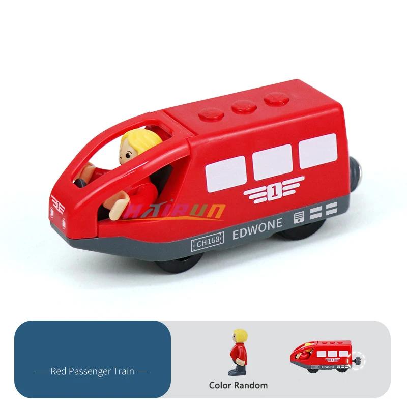 Trem elétrico magnético com boneca diecast slot brinquedo ferroviário pista de madeira compatível locomotiva trem ferroviário elétrico para criança - Image 1