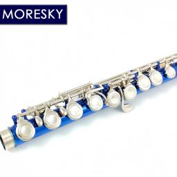 MORESKY-flauta banhada a níquel com chave E, C chaves, instrumento Cupronickel, 16 furos próximos, azul, MFL605 - Image 5