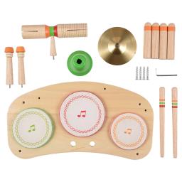 Kits de Bateria Destacável Portátil, Instrumento de Percussão 7-em 1, Madeira Natural, Liso, Burrless, Drum Set, Presente de Aniversário - Image 4