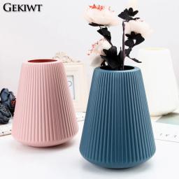 Grandes vasos de flores minimalistas, vaso criativo nórdico, recipiente plástico, arranjo de flores, decoração de casa, decoração - Image 1