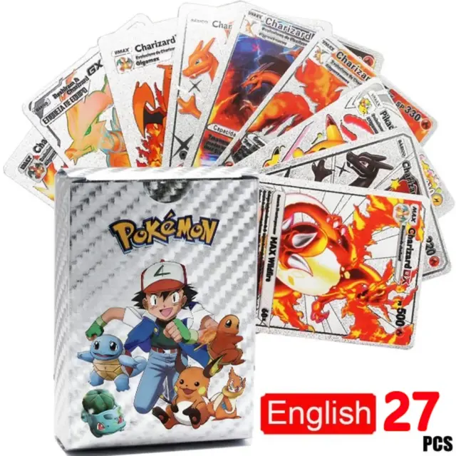 Cartas Pokémon Metal Gold Black Vmax GX Coleção Rara Mewtwo Charizard Pikachu 110 Unidades