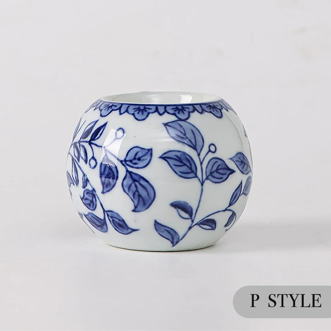 Castiçal cerâmico azul e branco, ornamentos de porcelana tradicional, padrões pintados à mão, decoração clássica de vaso - Image 1