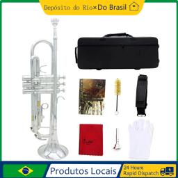 Exquisite trompete de bronze com bocal e Strap Case, Professional Bb, prata, acessórios para instrumentos musicais - Image 1