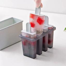 Diy cubo de gelo molde caixa sorvete suco iogurte lolly molde bandeja ferramentas quadrado 4 célula silicone picolé fabricante moldes - Image 5