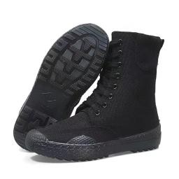36-46 botas masculinas primavera outono botas de lona masculinas sapatos de renda botas de cano alto cor sólida zapatos tornozelo calçados de motocicleta y3 - Image 3