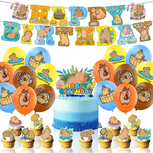 Kit de Balões Pastel de Capivara para Decoração de Aniversário Temática com Animais Fofos