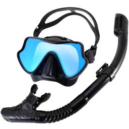 Conjunto de máscara de snorkel de silicone, óculos de natação, kit de treinamento de mergulho, lente colorida, visão ampla, vidro temperado, anti-vazamento, adultos - Image 1