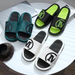 Sandália esportiva masculina, fundo grosso, corrediças de plataforma, PVC macio, tênis de praia casual, tênis, verão - Image 1