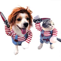 Roupa assustadora do Dia das Bruxas com braços para animais de estimação, cão e gato, Chucky Dog Cosplay, roupas para animais, filhote de cachorro - Image 1