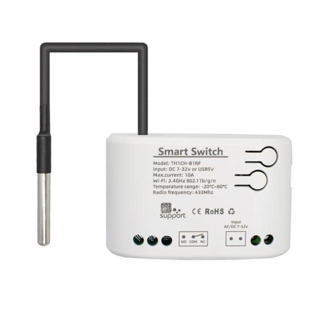Interruptor Inteligente de Temperatura e Umidade com Monitor de Energia WiFi para Aquários, Estufas e Armazéns - 10A, 1CH