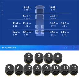 Sistema de Monitoramento de Pressão dos Pneus, USB, Android, 6, 8, 12 rodas, TPMS para rádio do carro, DVD Player, Pneu Sobressalente, Sensor Interno e Externo - Image 4