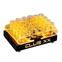 LED Shot Glass Servindo Bandeja Iluminado Beber Copos Titular, Bandeja de serviço para boate, Padrão de corte a laser luminoso personalizado, Festa - Image 1