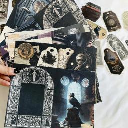 Vintage Dark Academy Material Papel e Adesivo Pack, Mix Pack, Scrapbook DIY, Decoração de Colagem, Papel De Fundo - Image 1