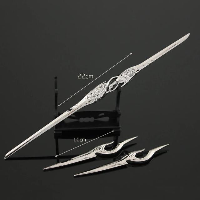 Katana Samurai Espada de 22cm com Design de Estrela, Modelo de Arma para Coleção Ninja e Chaveiro, Ideal para Presentear Meninos